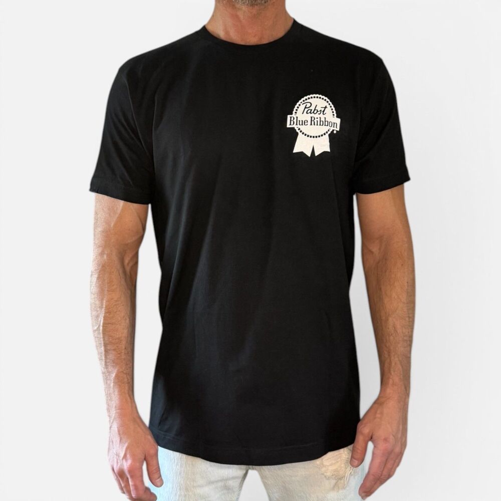 Pabst Blue Ribbon Staff T Shirt Men’s Large Black Graphic Tee